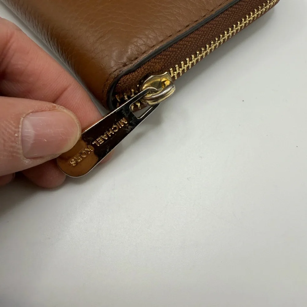 Michael Kors Tan Leather Zip Wallet